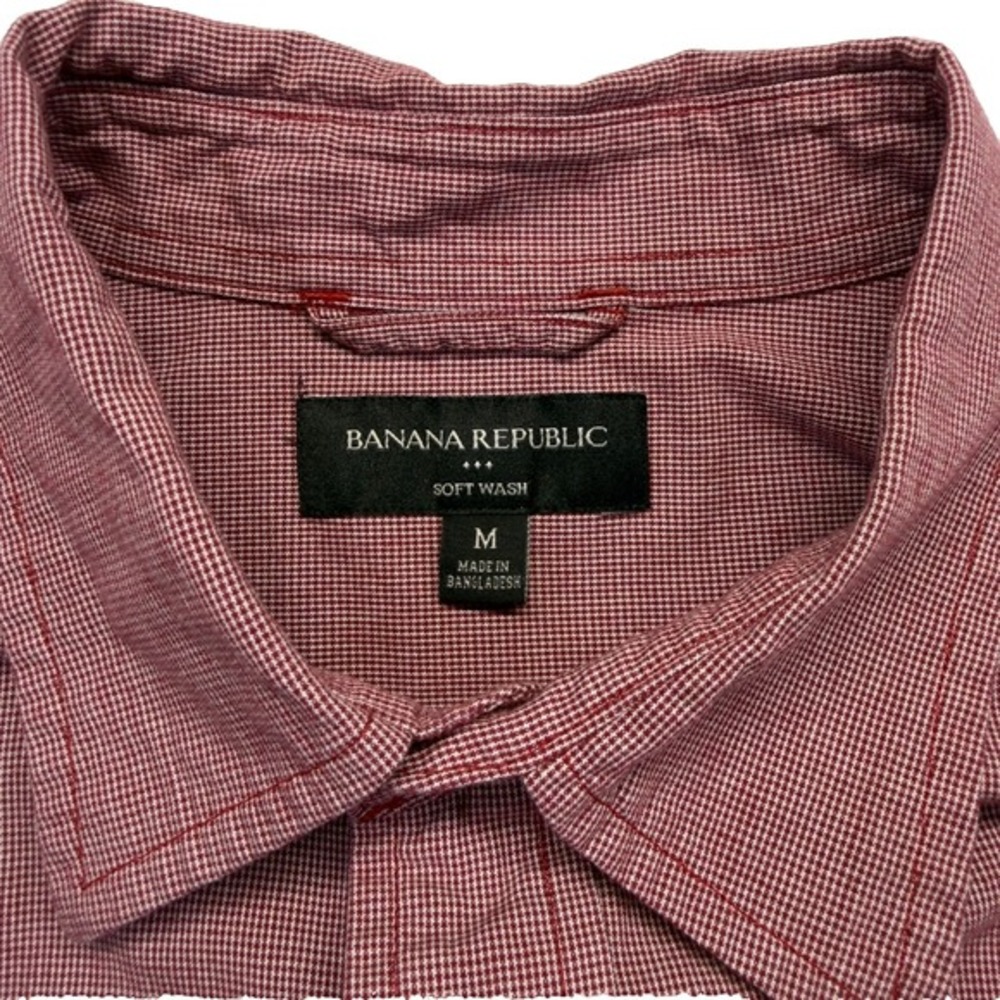 Banana Republic Soft Wash Coronado Shirt Mens M Red Micro Check Cotton - Picture 4 of 7